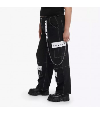 Men Gothic Pant Emo Punk Plus Size Pants Black & White Chain Carpenter Pants